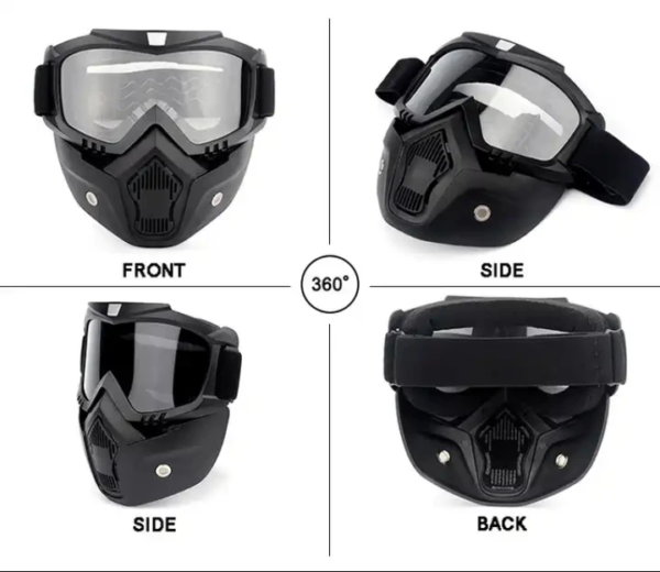 Anti Scratch Goggle Bike Mask, UV Protective Open Face & Eyewear Windproof Dirt Shield Adjustable Strap Soft Foam Padded Detachable for Cycling Bike Off Road Racing Riding Unisex - Image 3