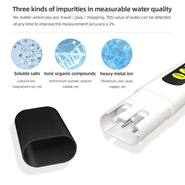 Imported Tds Meter, Total Dissolved Solids Meter, Water Quality Tester, Ppm Tester For Water Testing - White - Image 6