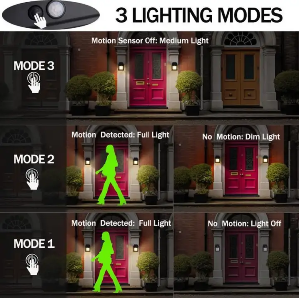 Solar Wall Lights Outdoor Motion Sensor Auto Chargeable Exterior LED Sconce Front Porch Security Lamps waterproof for Patio Garden - Image 7